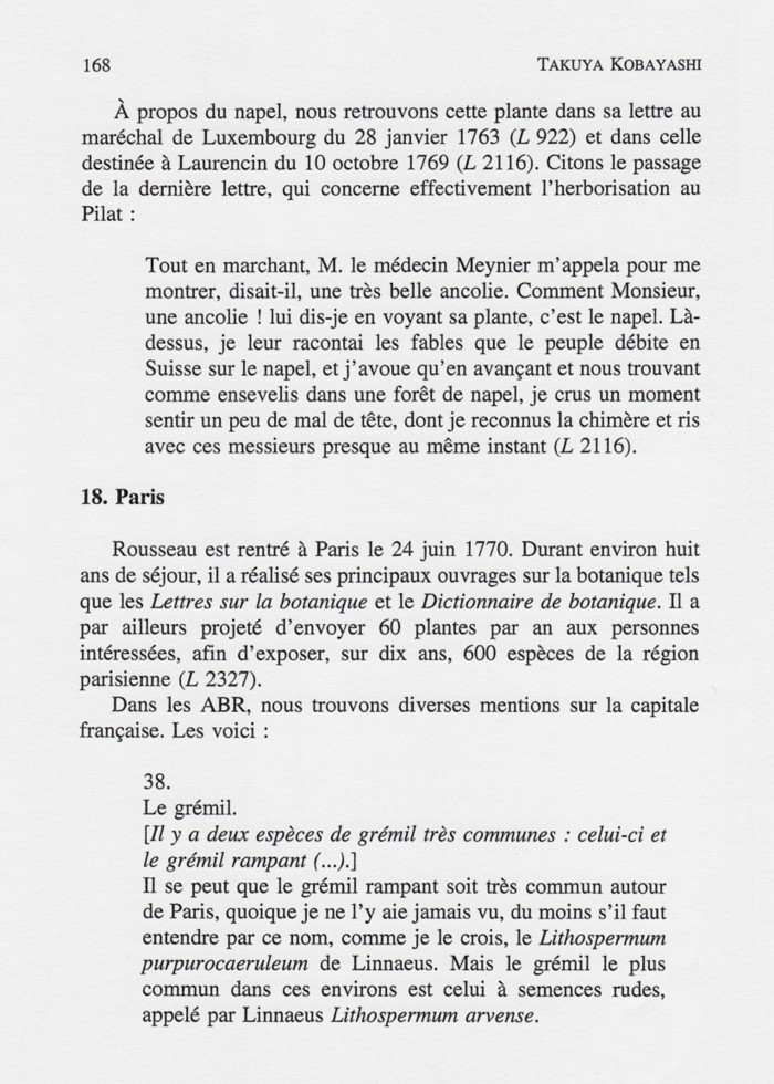 Traces des pérégrinations de Rousseau, p. 168