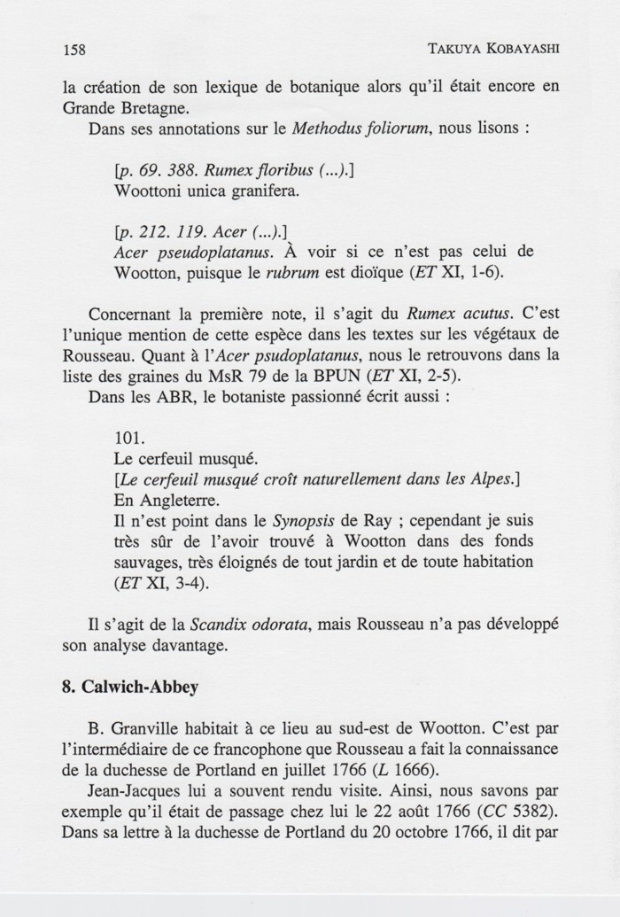 Traces des pérégrinations de Rousseau, p. 158